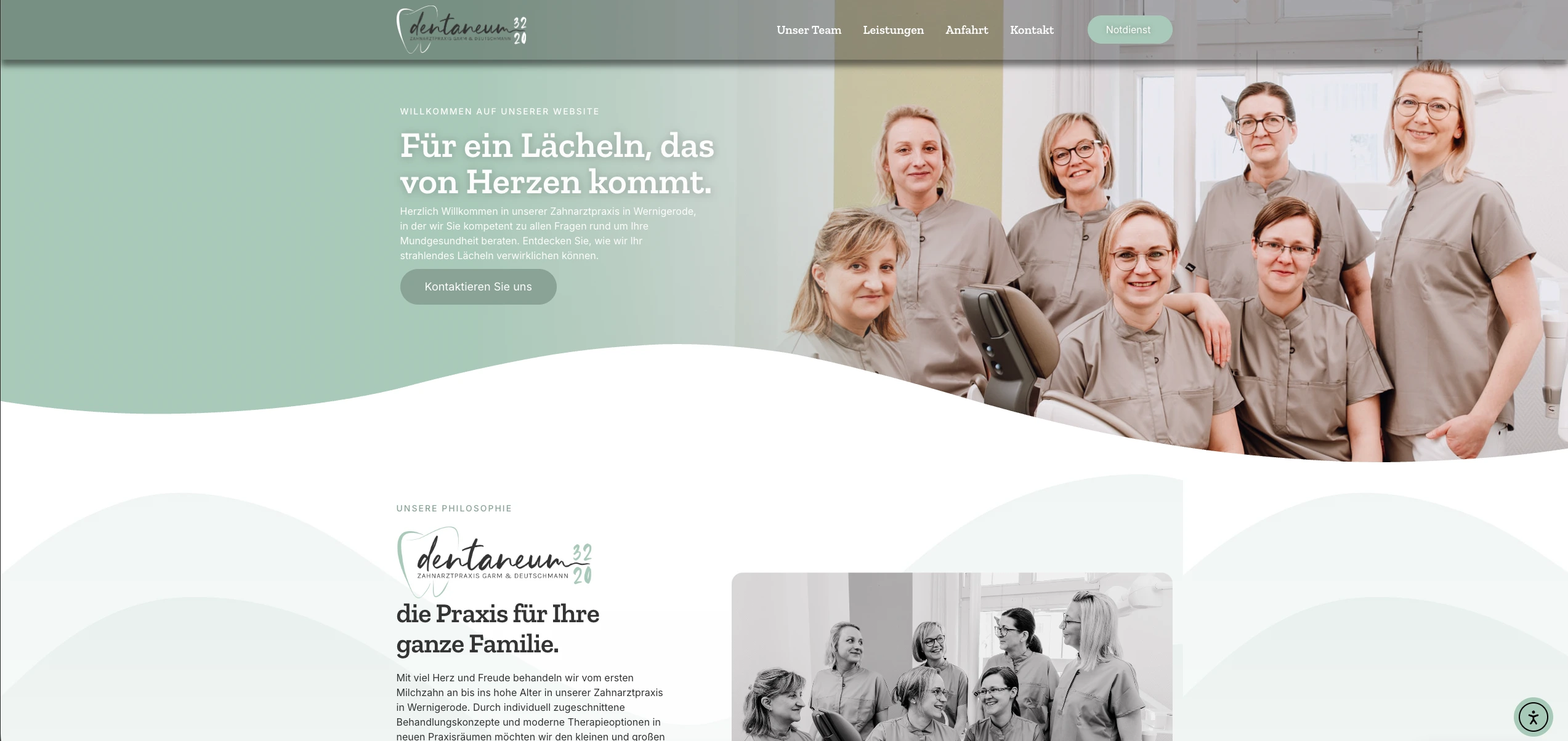 Zahnarztpraxis Garm & Deutschmann — Website-Screenshot